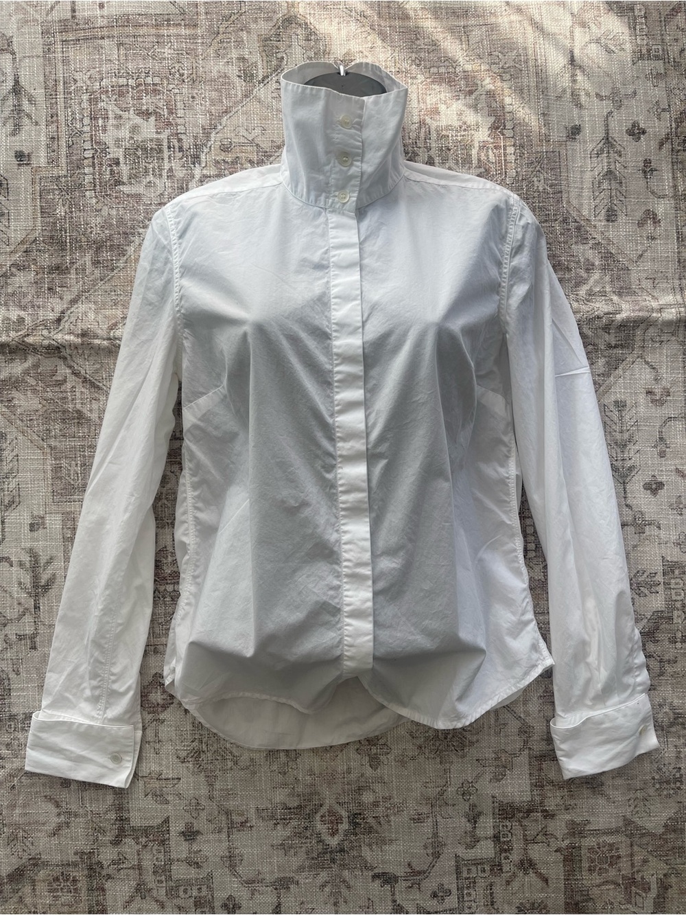 Dries Van Noten White High-Neck Button-Front Shirt